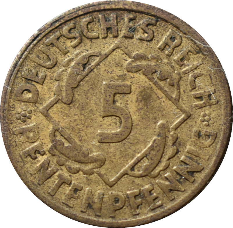 Nemecko - Weimarská republika 5 Rentenpfennig 1924 G