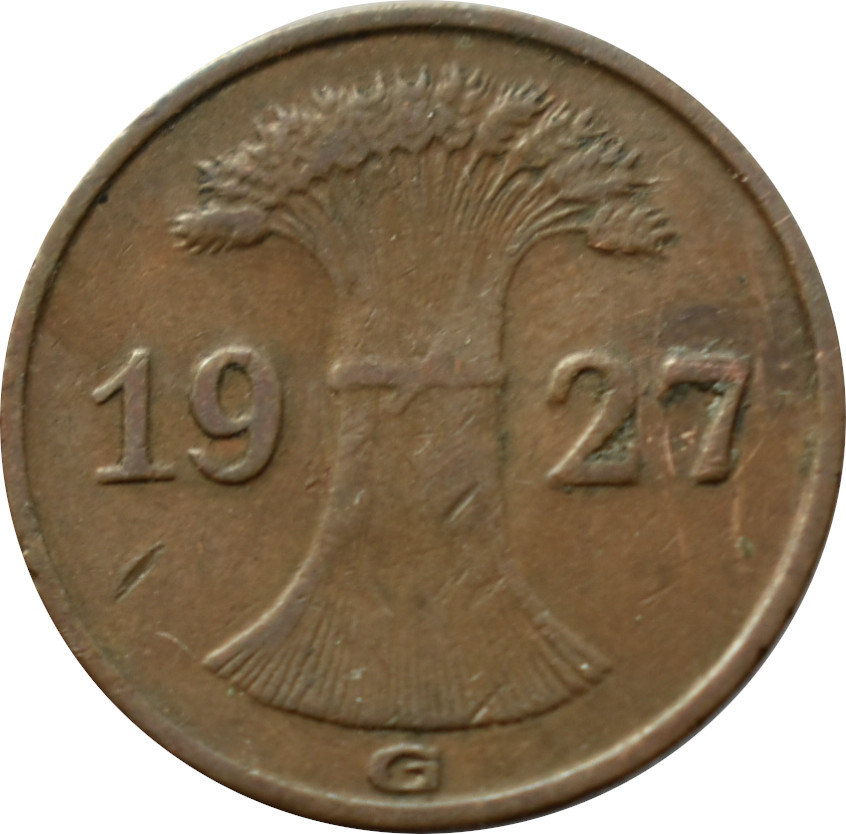 Nemecko - Weimarská republika 1 Reichspfennig 1927 G