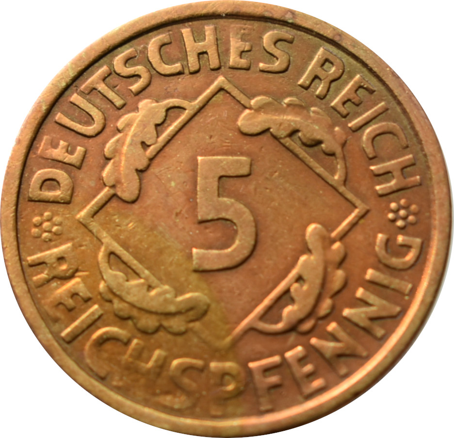 Nemecko - Weimarská republika 5 Reichspfennig 1925 A
