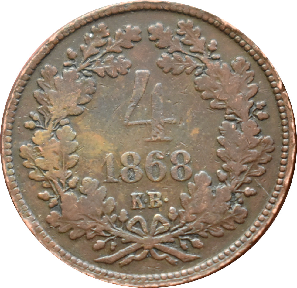 F.J. 4 Krajczár 1868 K.B.