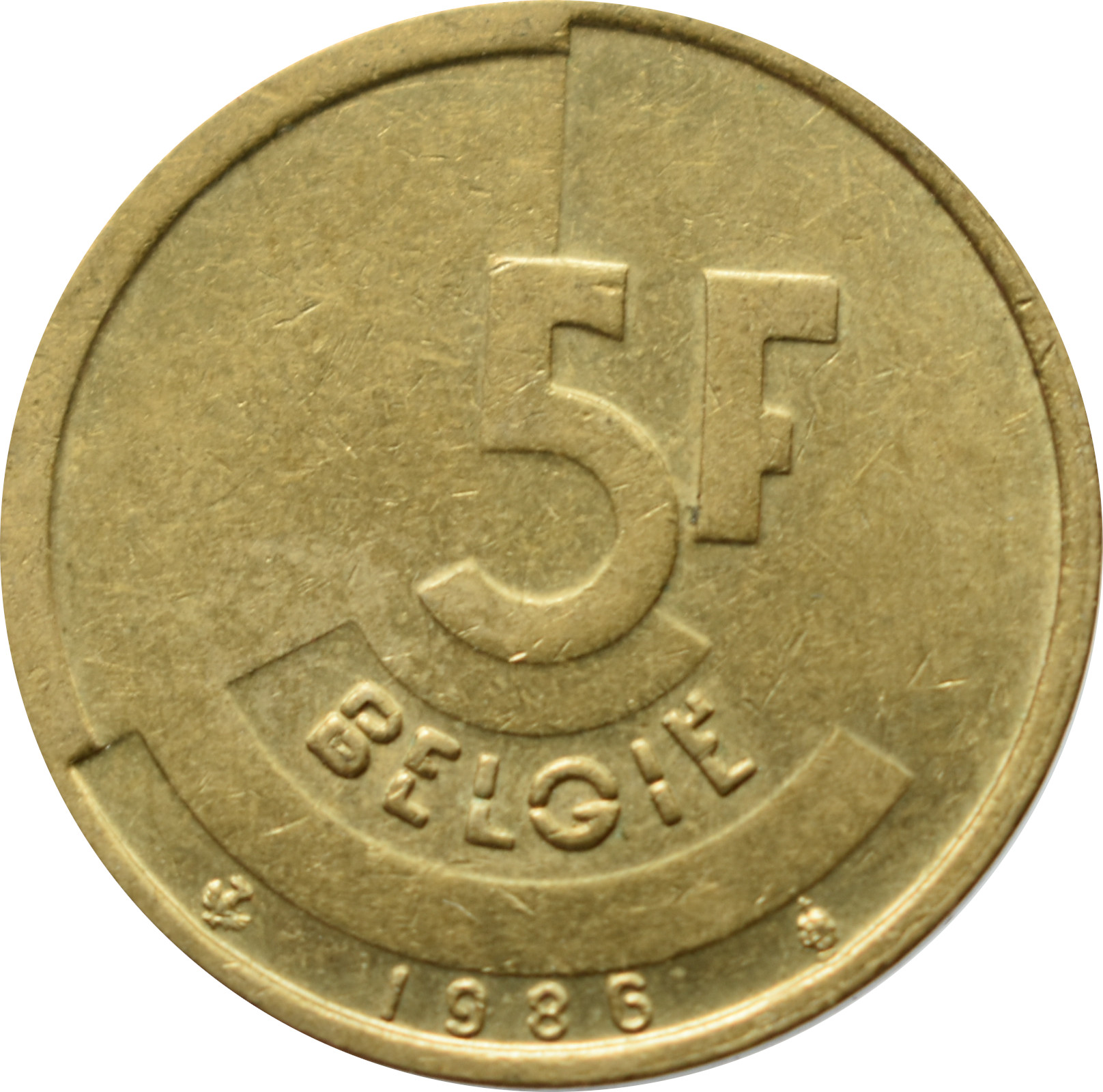 Belgicko 5 Francs 1986