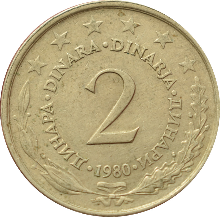 Juhoslávia 2 Dinara 1980