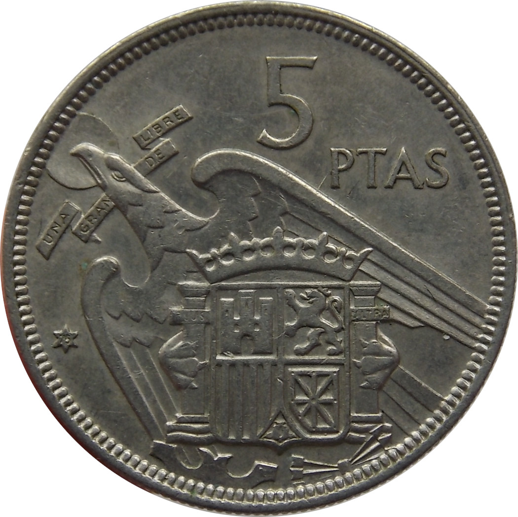 Španielsko 5 Pesetas 1957