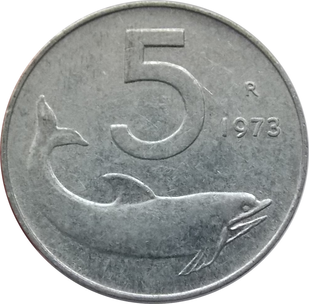 Taliansko 5 Lír 1973 