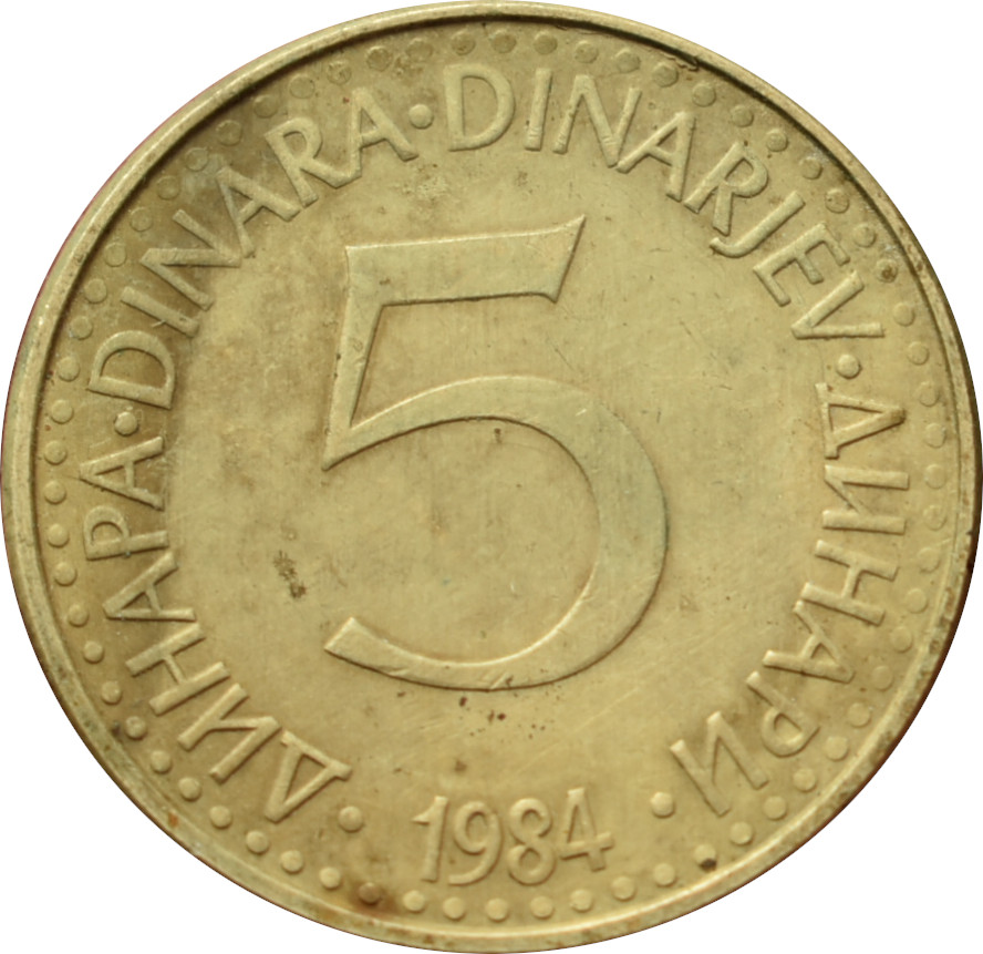 Juhoslávia 5 Dinara 1984