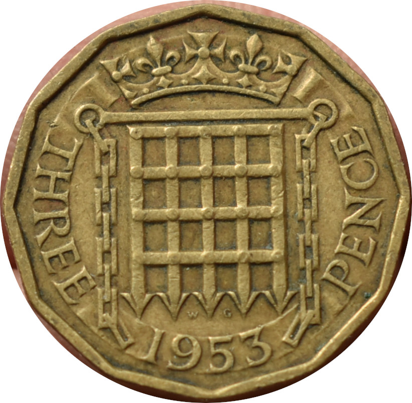 Anglicko 3 Pence 1953
