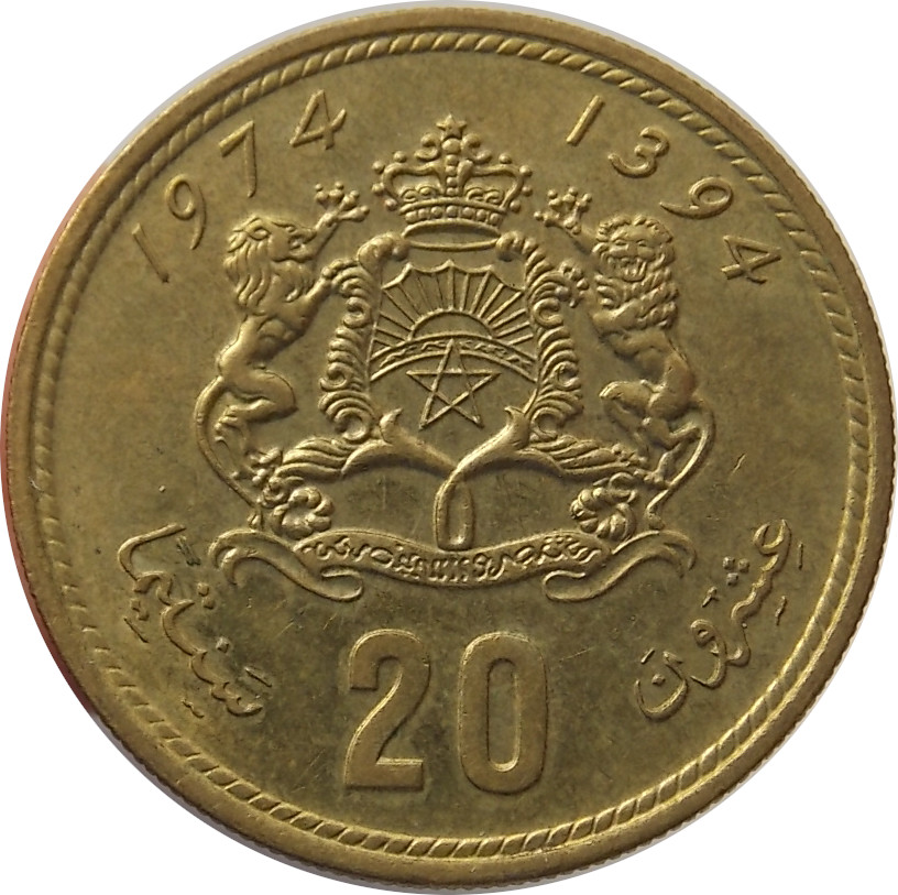 Maroko 20 Santimat 1974