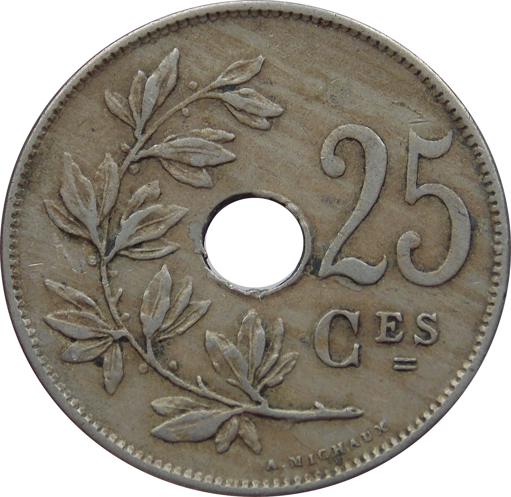 Belgicko 25 Centimes 1908