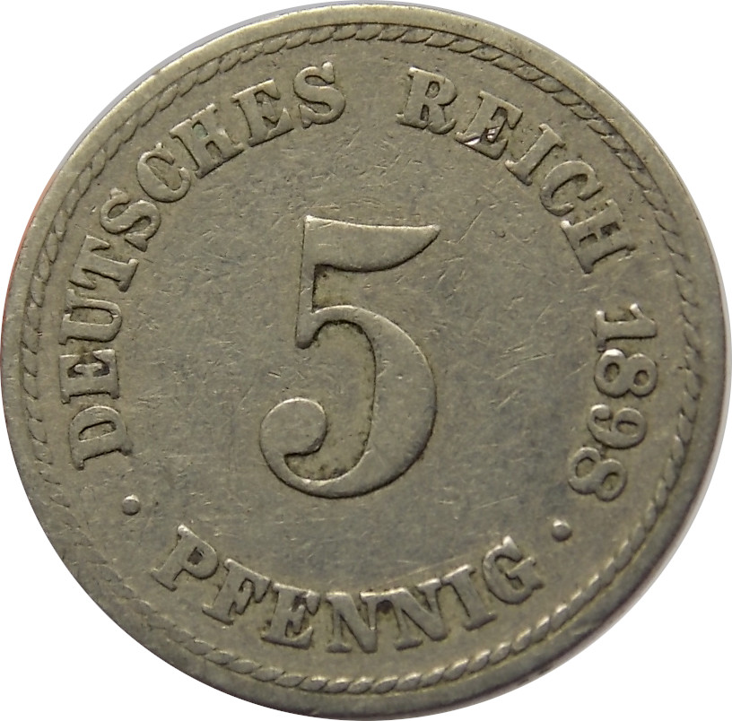 Nemecko - Nemecká ríša 5 Pfennig 1898 A