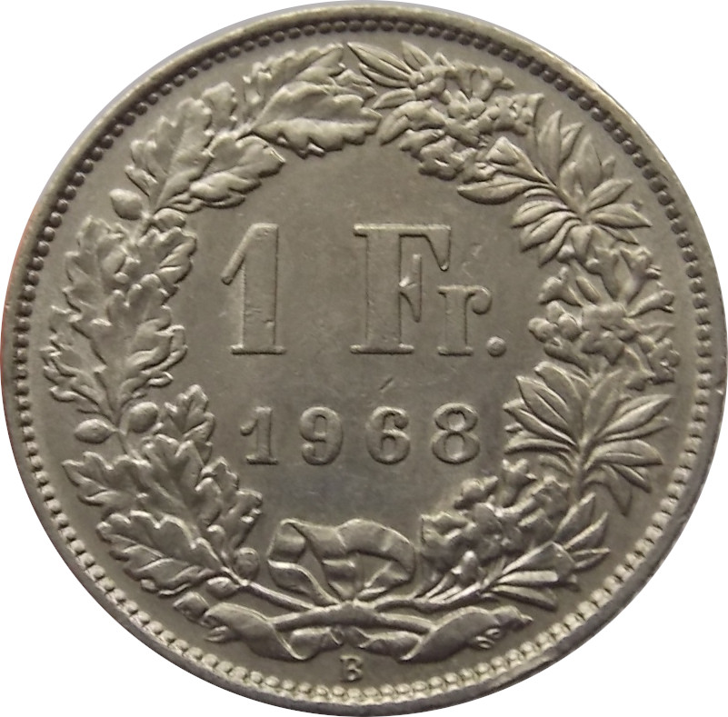 Švajčiarsko 1 Frank 1968 B