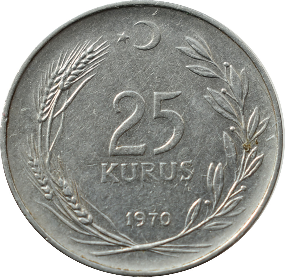 Turecko 25 Kurus 1970