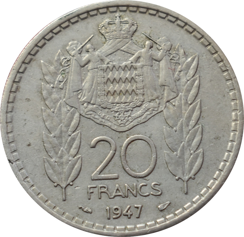 Monako 20 Francs 1947