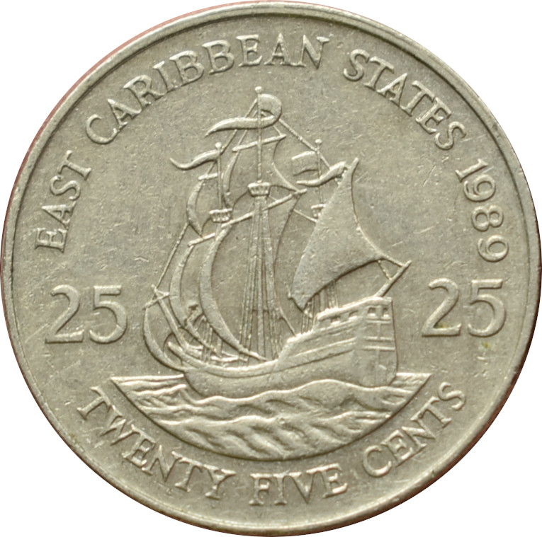 Východokaribské štáty 25 Cents 1989