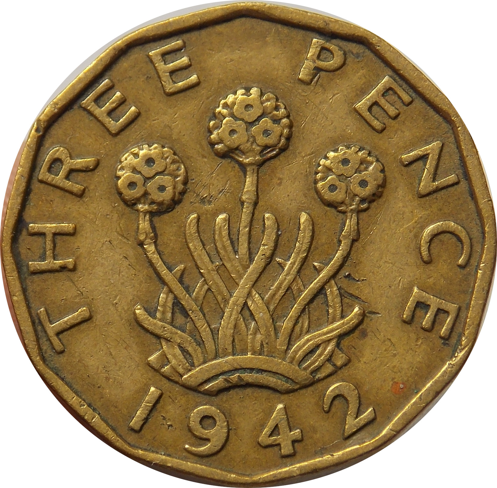 Anglicko 3 Pence 1942