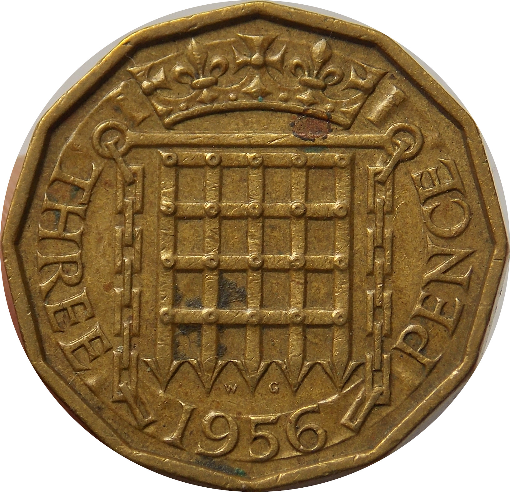 Anglicko 3 Pence 1956