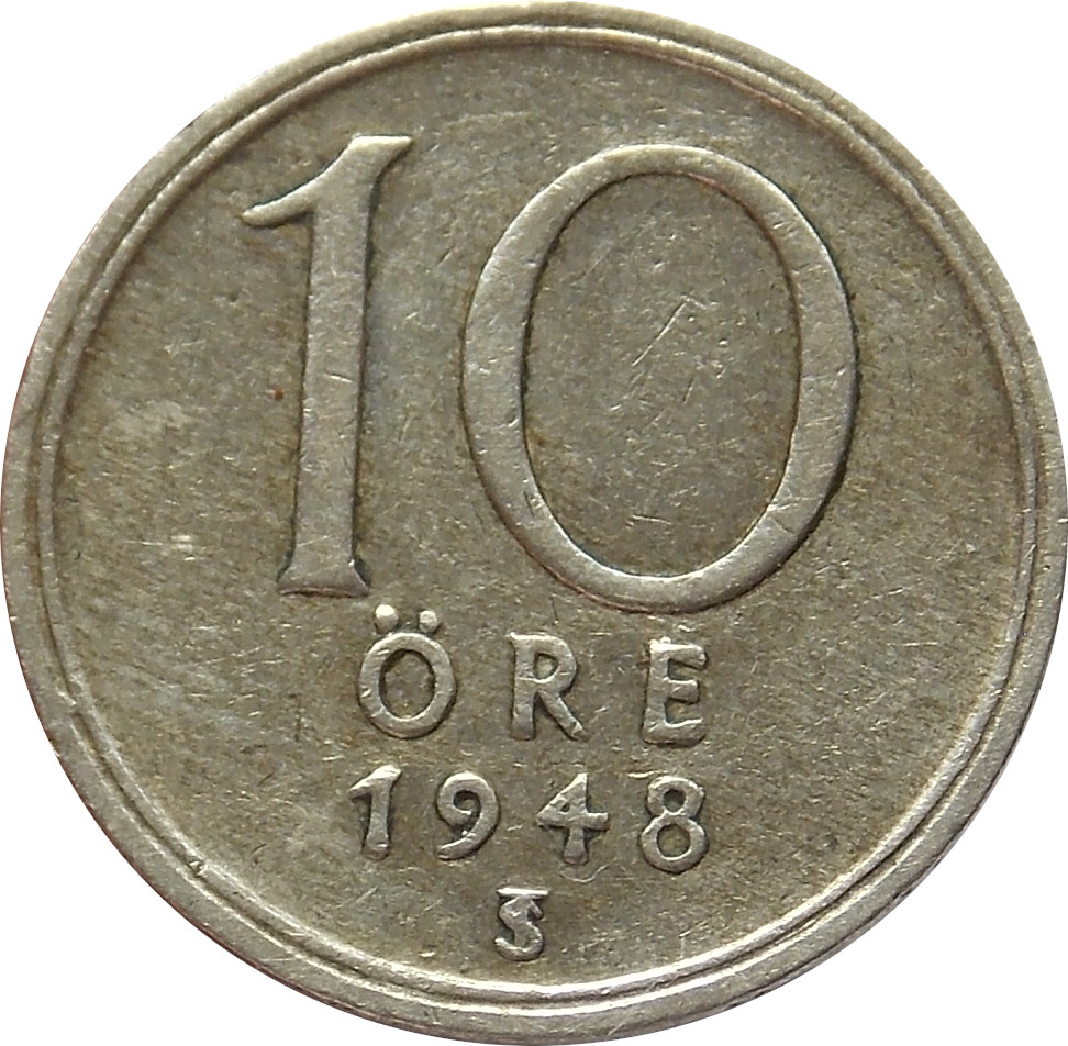 Švédsko 10 Ore 1948