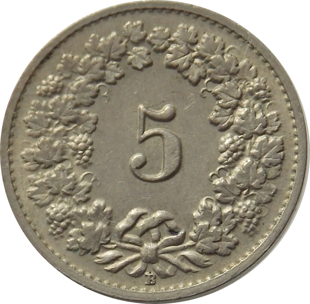Švajčiarsko 5 Rappen 1955