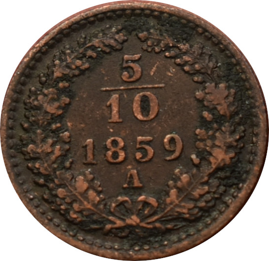 F.J. 5/10 Kreuzer 1859 A