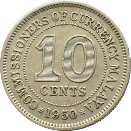 Malaya 10 Cents 1950