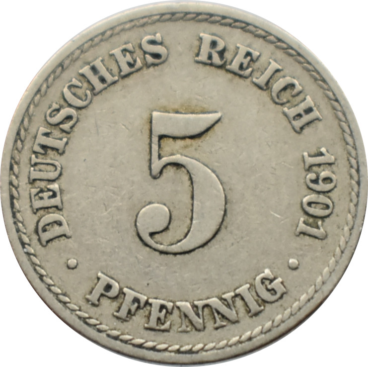 Nemecko - Nemecká ríša 5 Pfennig 1901 A