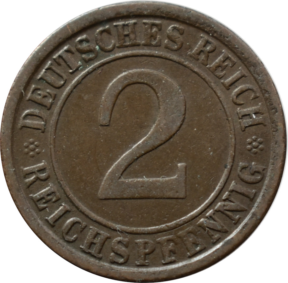 Nemecko - Weimarská republika 2 Reichspfennig 1924 A
