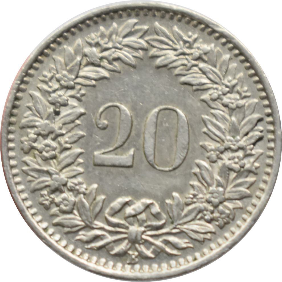 Švajčiarsko 20 Rappen 1964