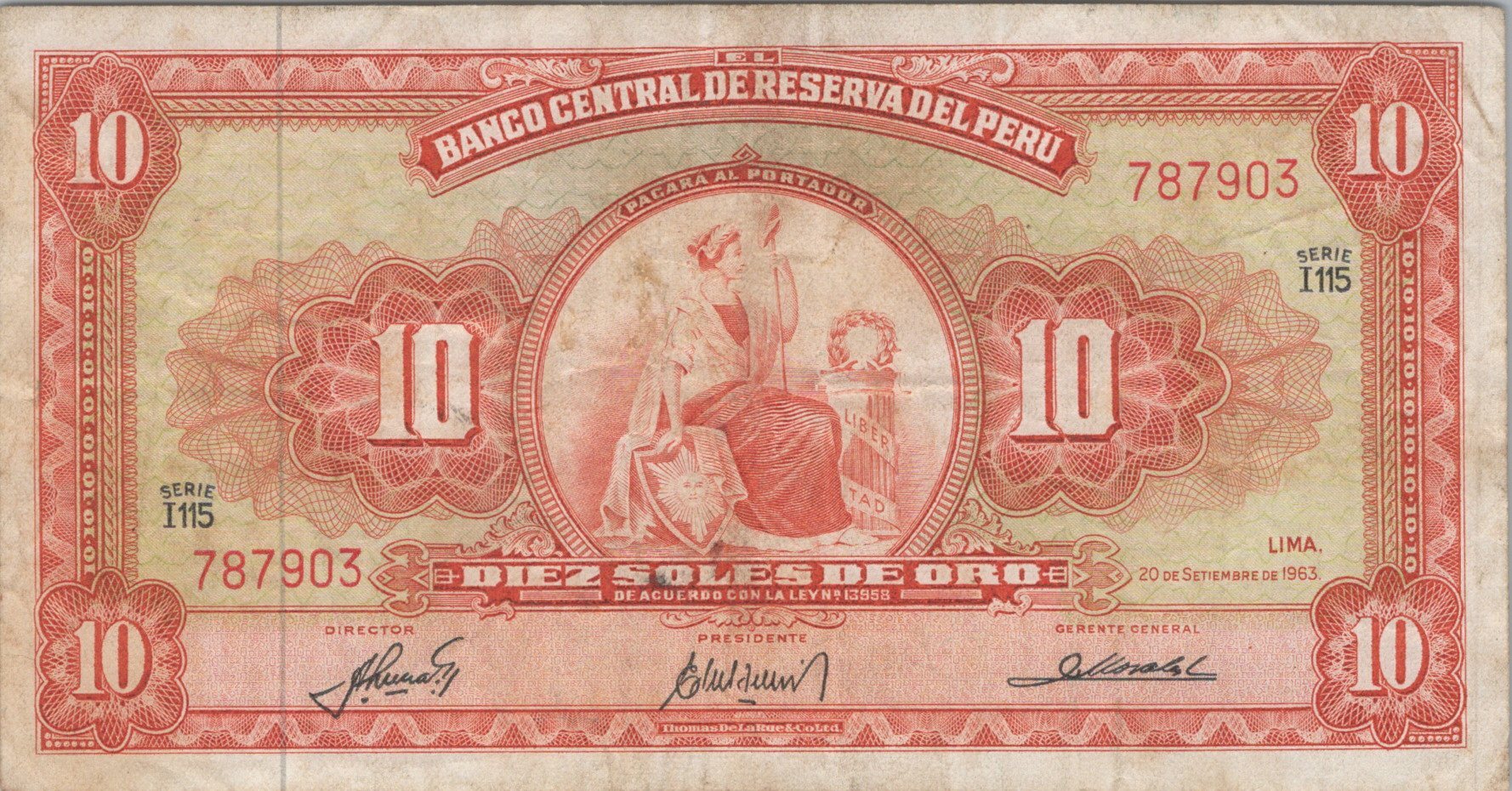 Peru 10 Soles De Oro 1963