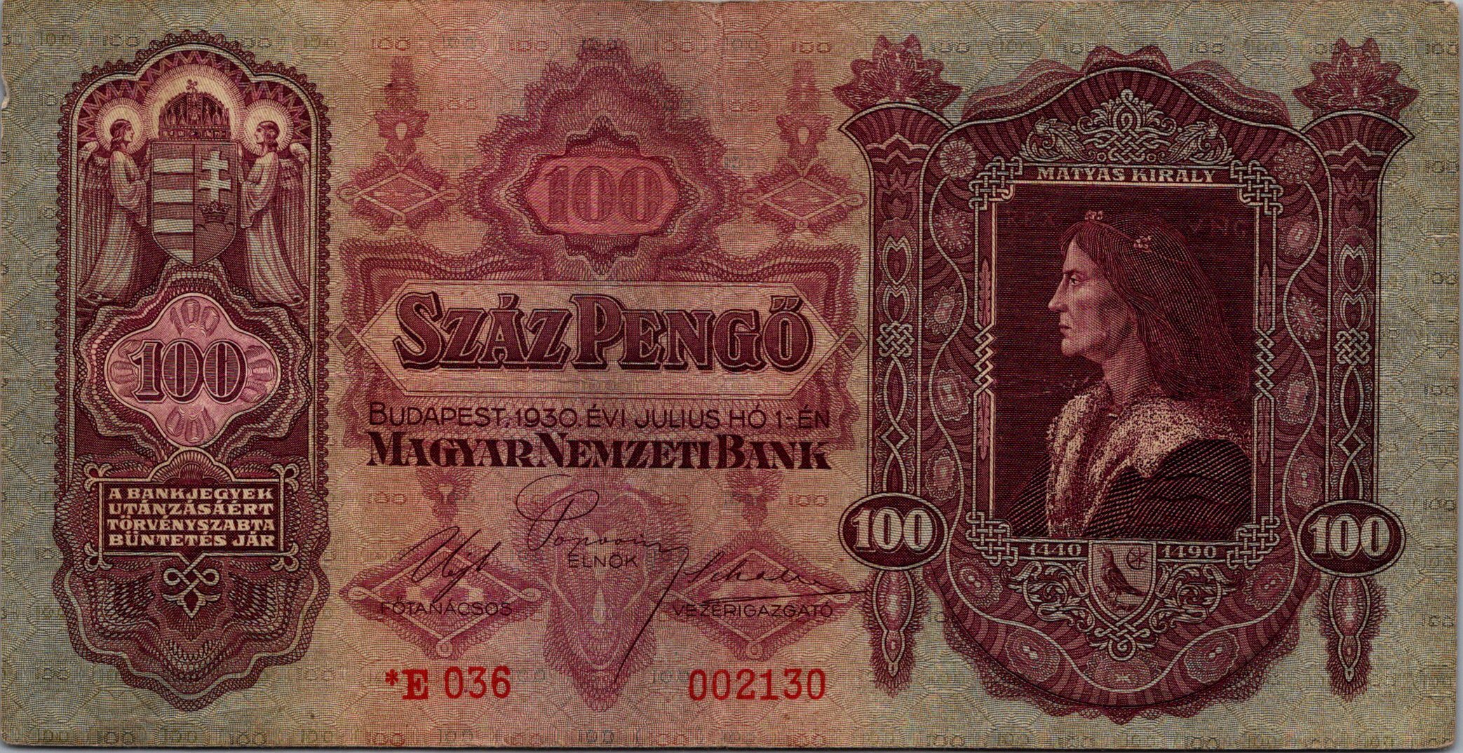Maďarsko 100 Pengő 1930