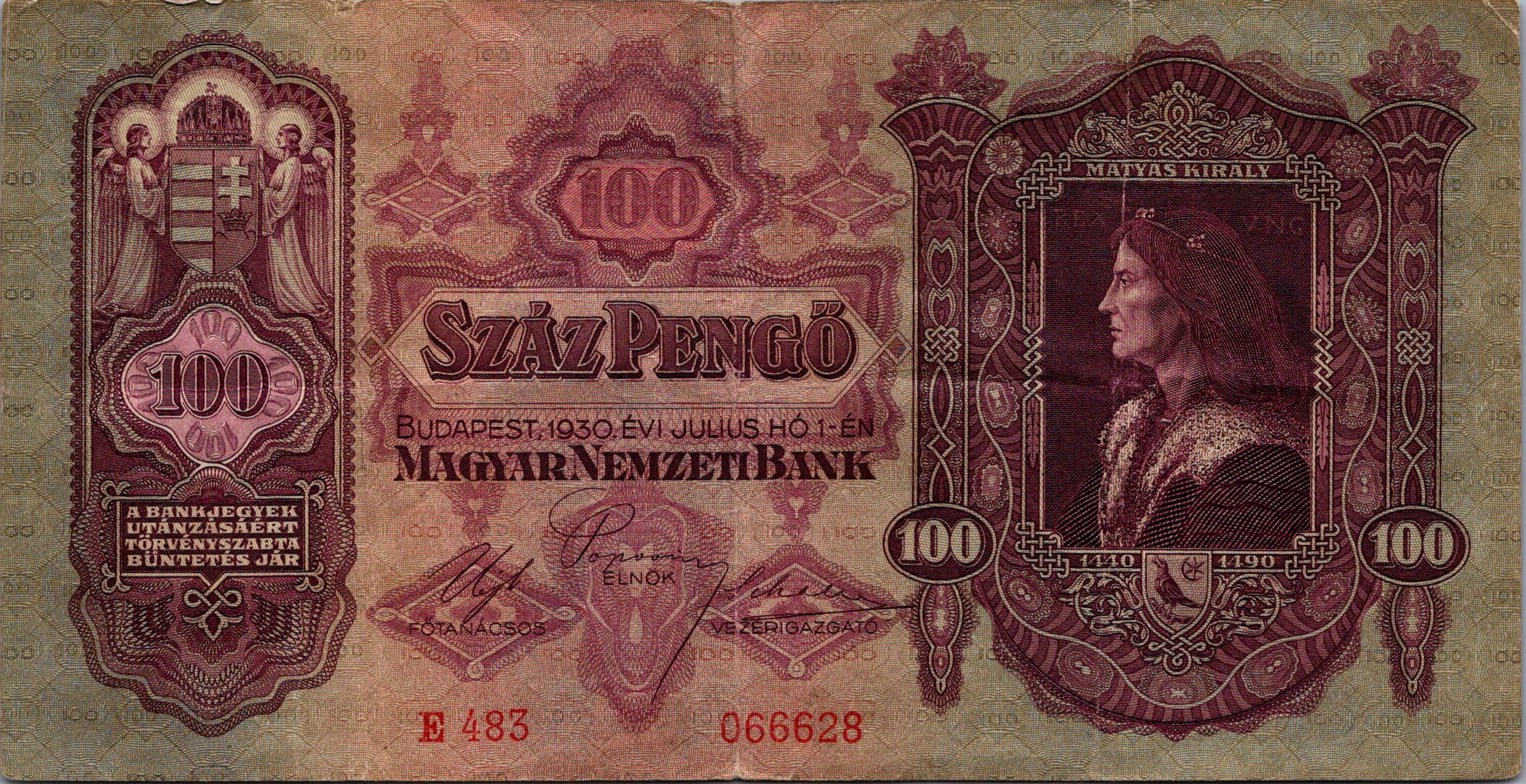 Maďarsko 100 Pengő 1930