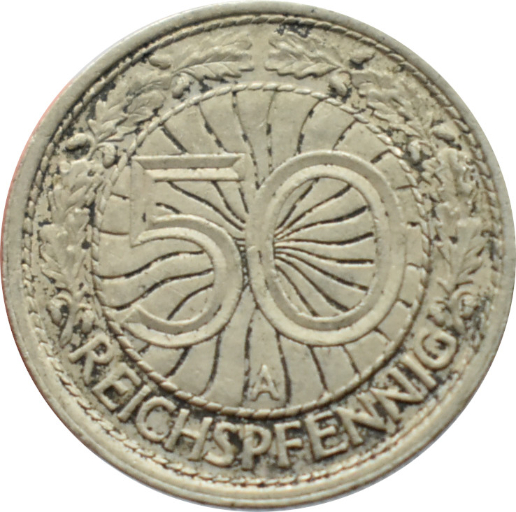 Nemecko - Weimarská republika 50 Reichspfennig 1935 A
