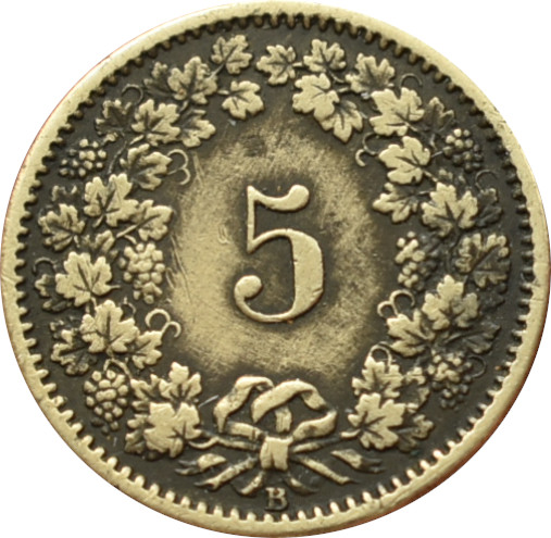 Švajčiarsko 5 Rappen 1874 B