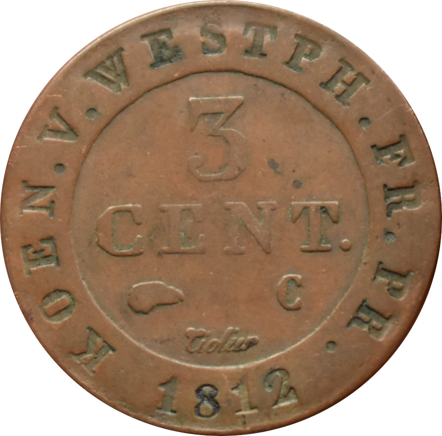 Westfálsko 3 Centesimi 1812 C