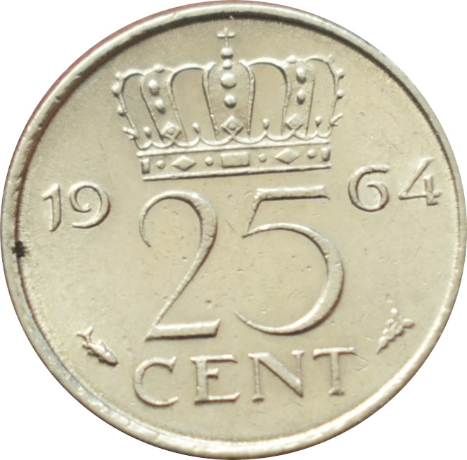 Holandsko 25 Cents 1964