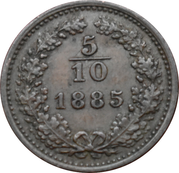 F.J. 5/10 Kreuzer 1885 b.z.