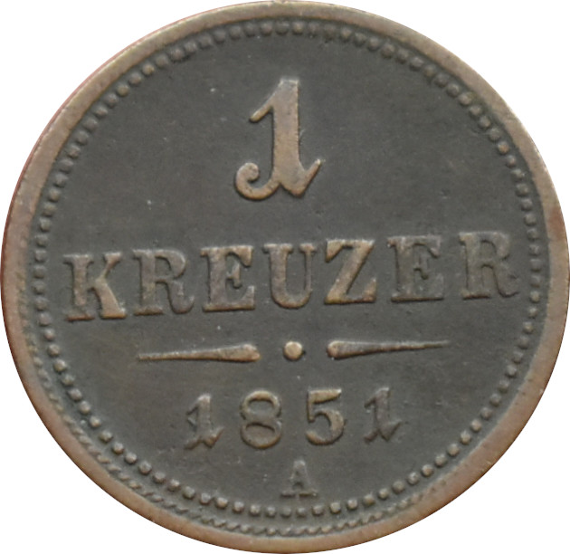 F.J. 1 Kreuzer 1851 A