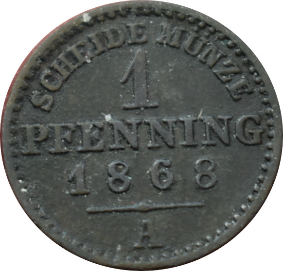 Prusko 1 Pfenning 1868 A