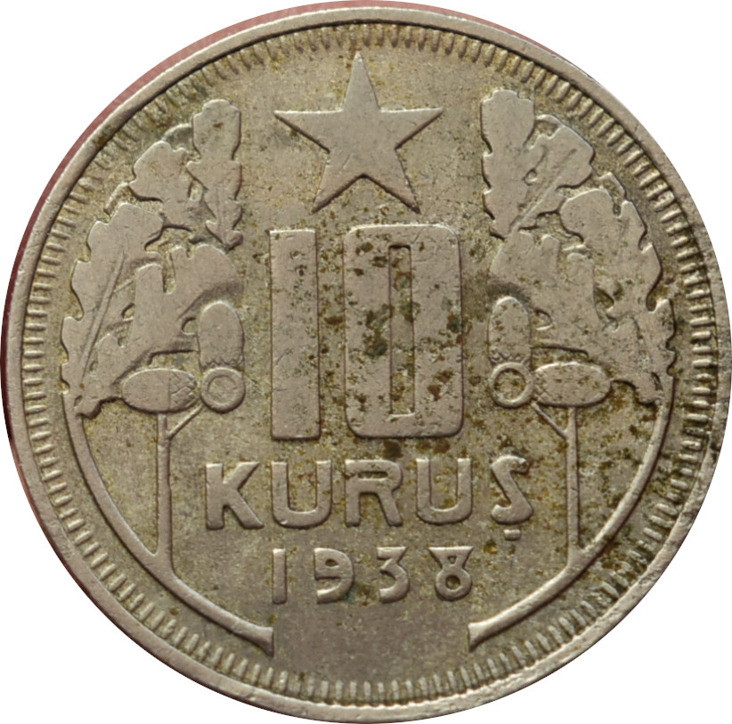 Turecko 10 Kurus 1938