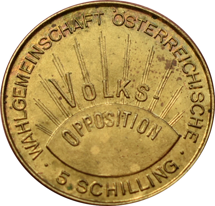 Rakúsko politický žetón 5 Schilling 1953
