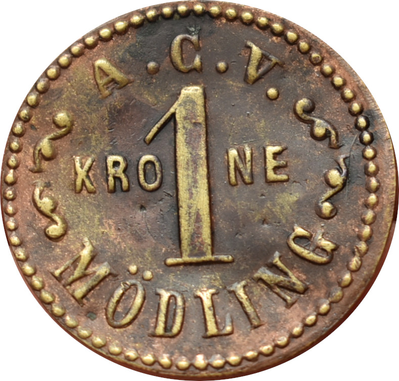 R.U. účelová známka 1 Krone A.C.V. Mödling