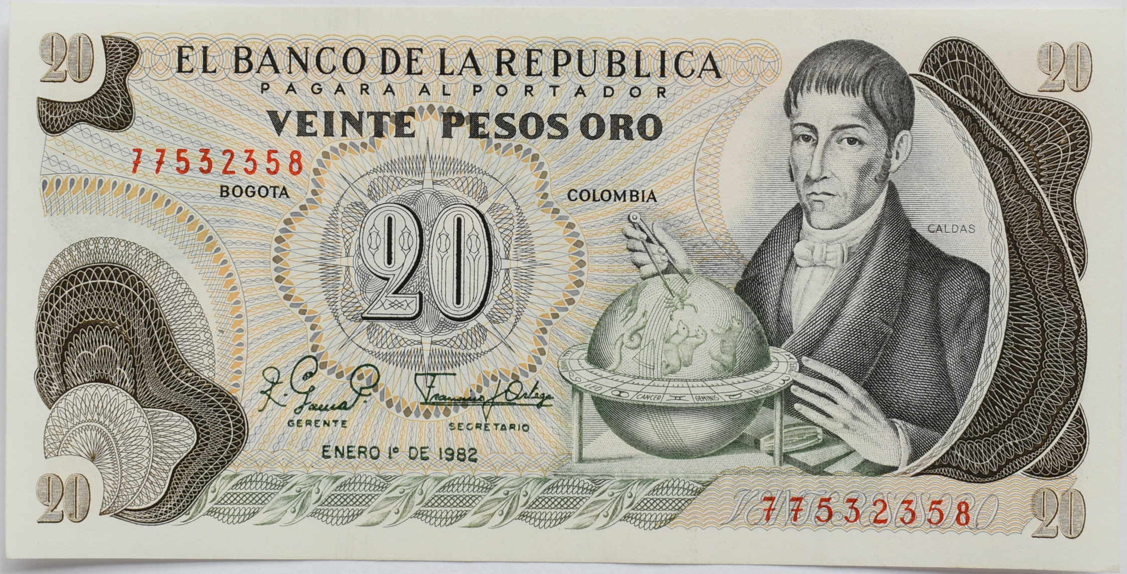 Kolumbia 20 Pesos 1982