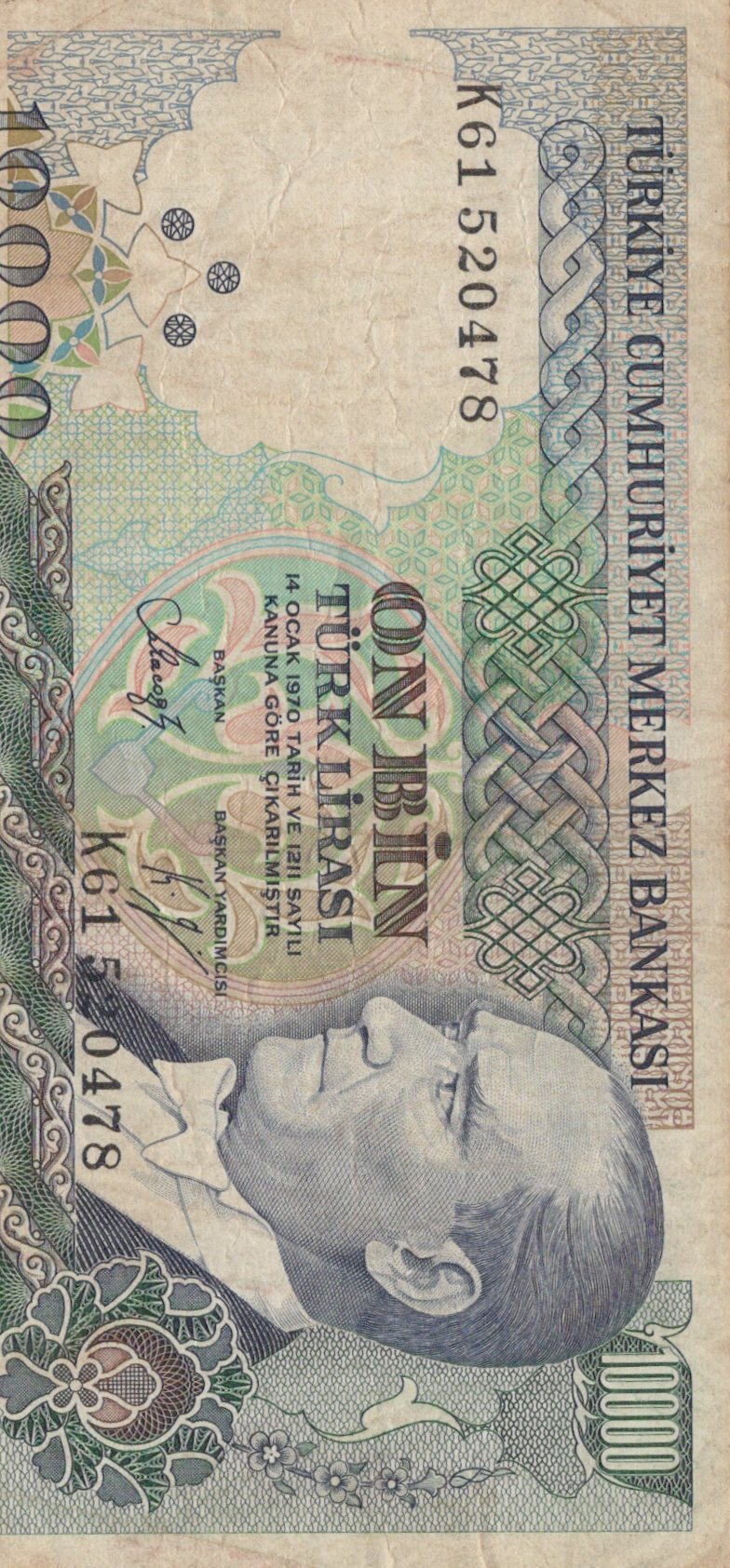 Turecko 10 000 Lira 1970
