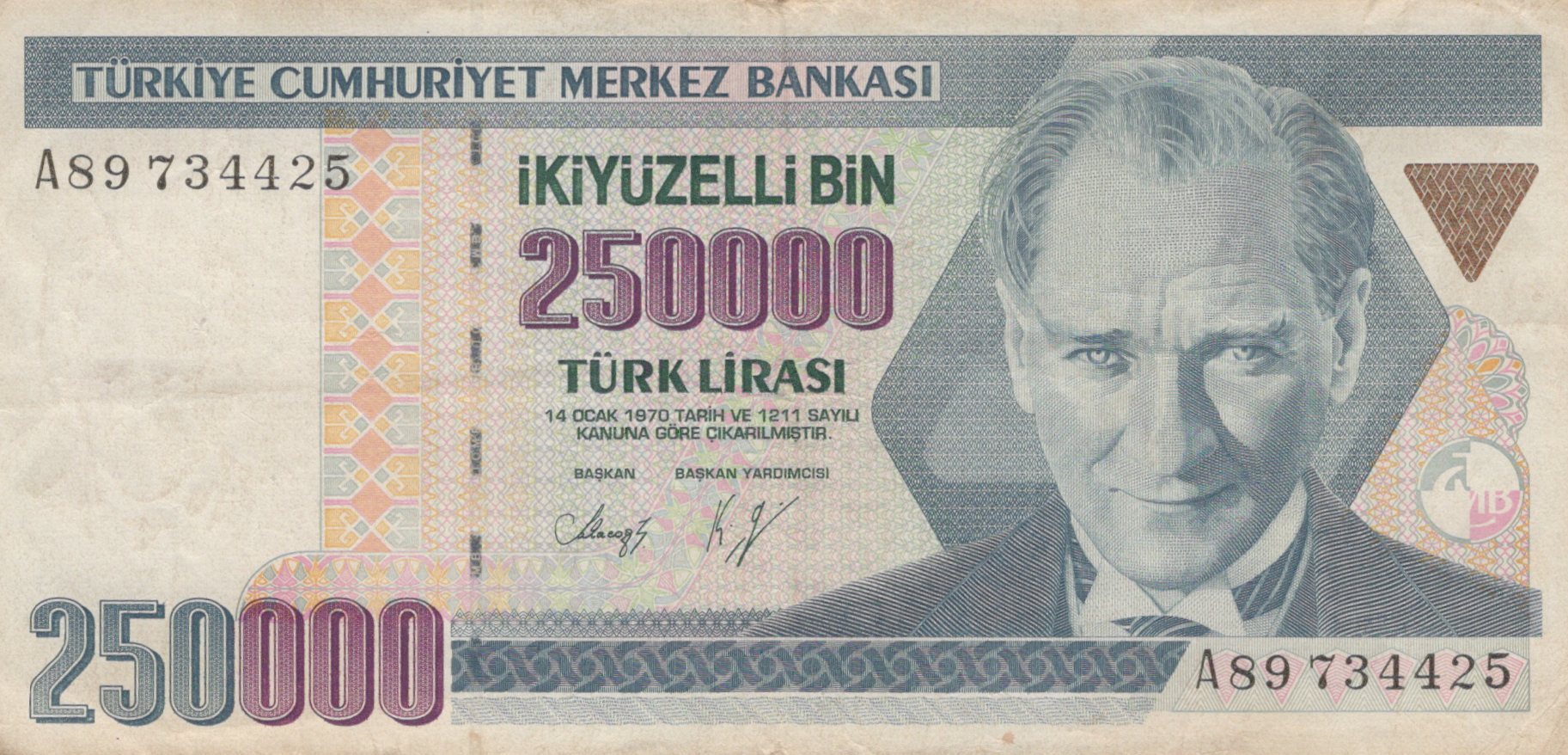 Turecko 250 000 Lira 1970