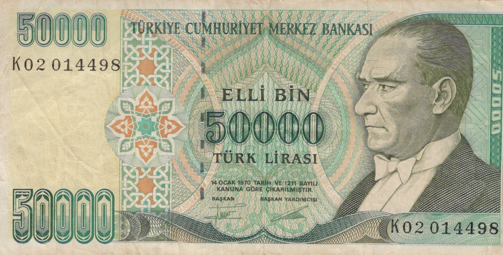 Turecko 50 000 Lira 1970