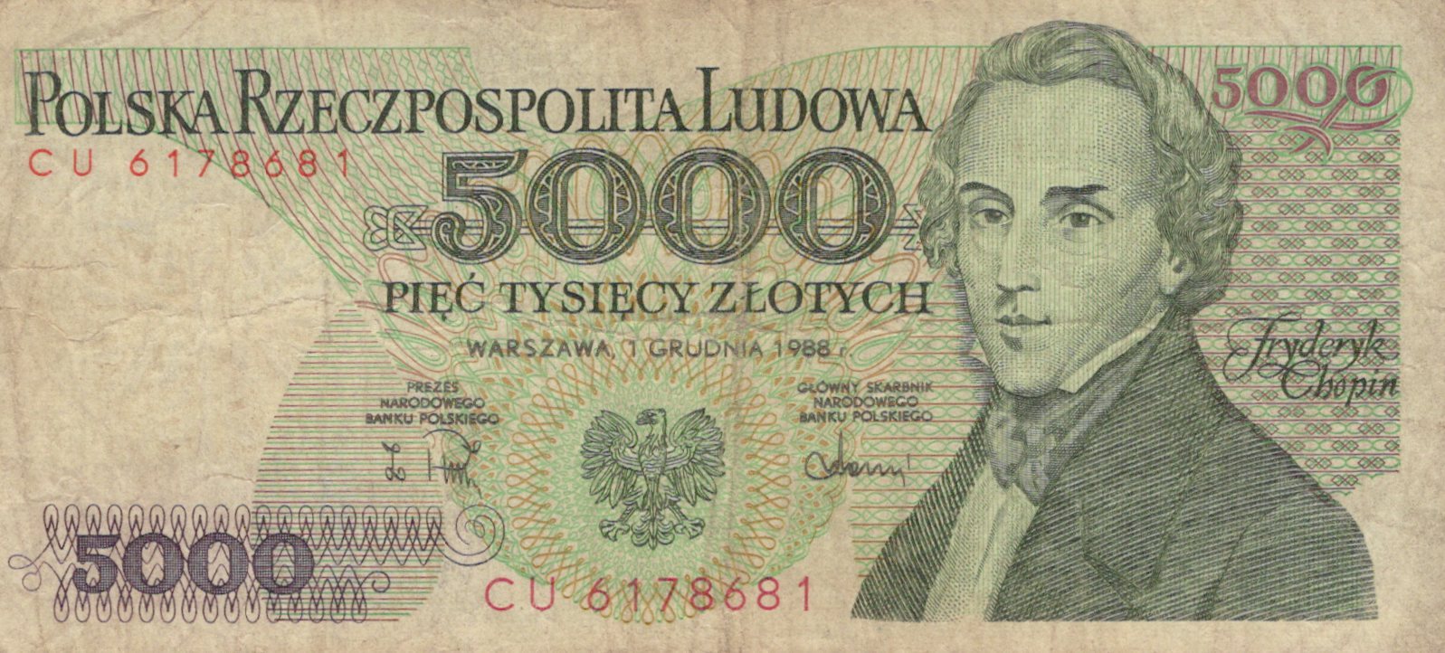 Poľsko 5000 Zlotych 1988