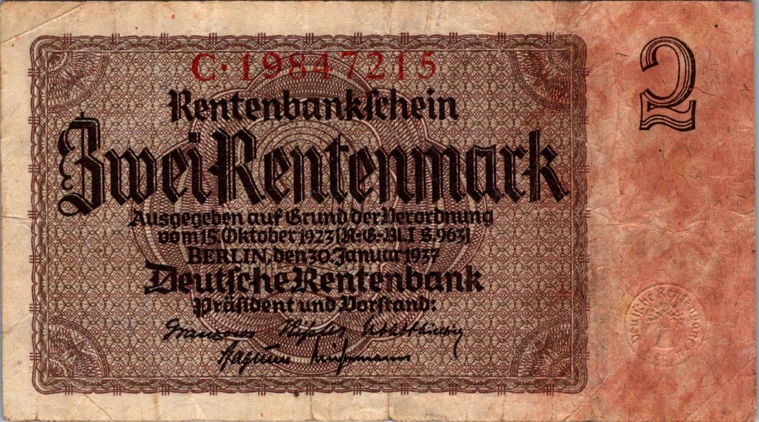 Nemecko 2 Rentenmark 1937