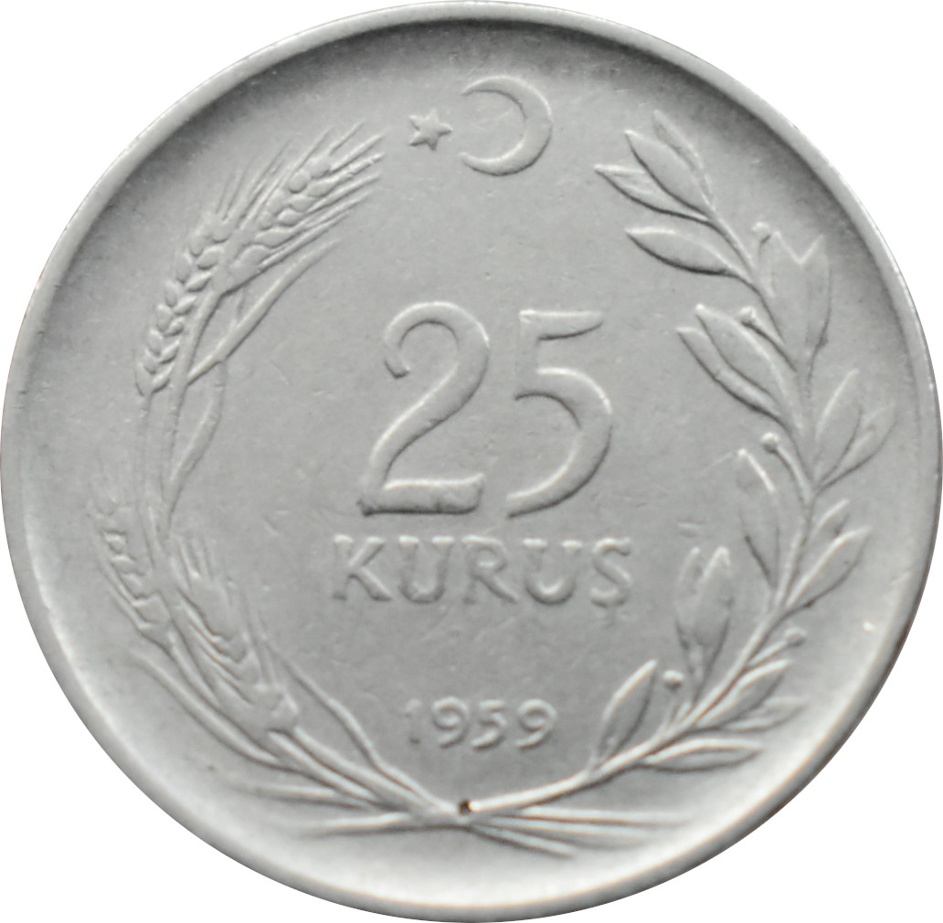 Turecko 25 Kurus 1959