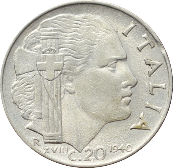 Taliansko 20 Centesimi 1940 