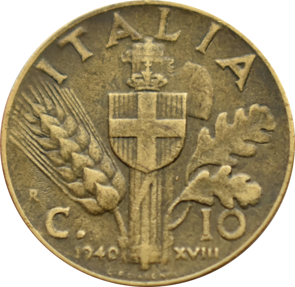 Taliansko 10 Centesimi 1940