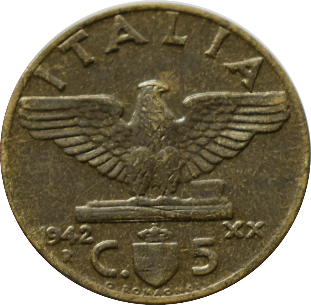 Taliansko 5 Centesimi 1942 