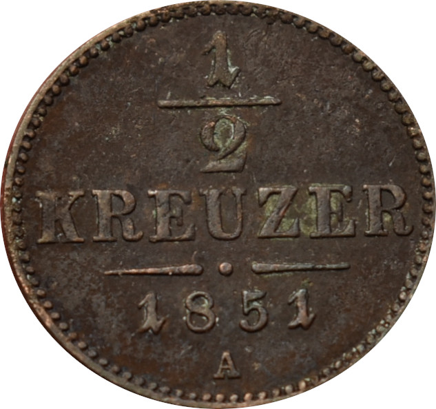 F.J. 1/2 Kreutzer 1851 A